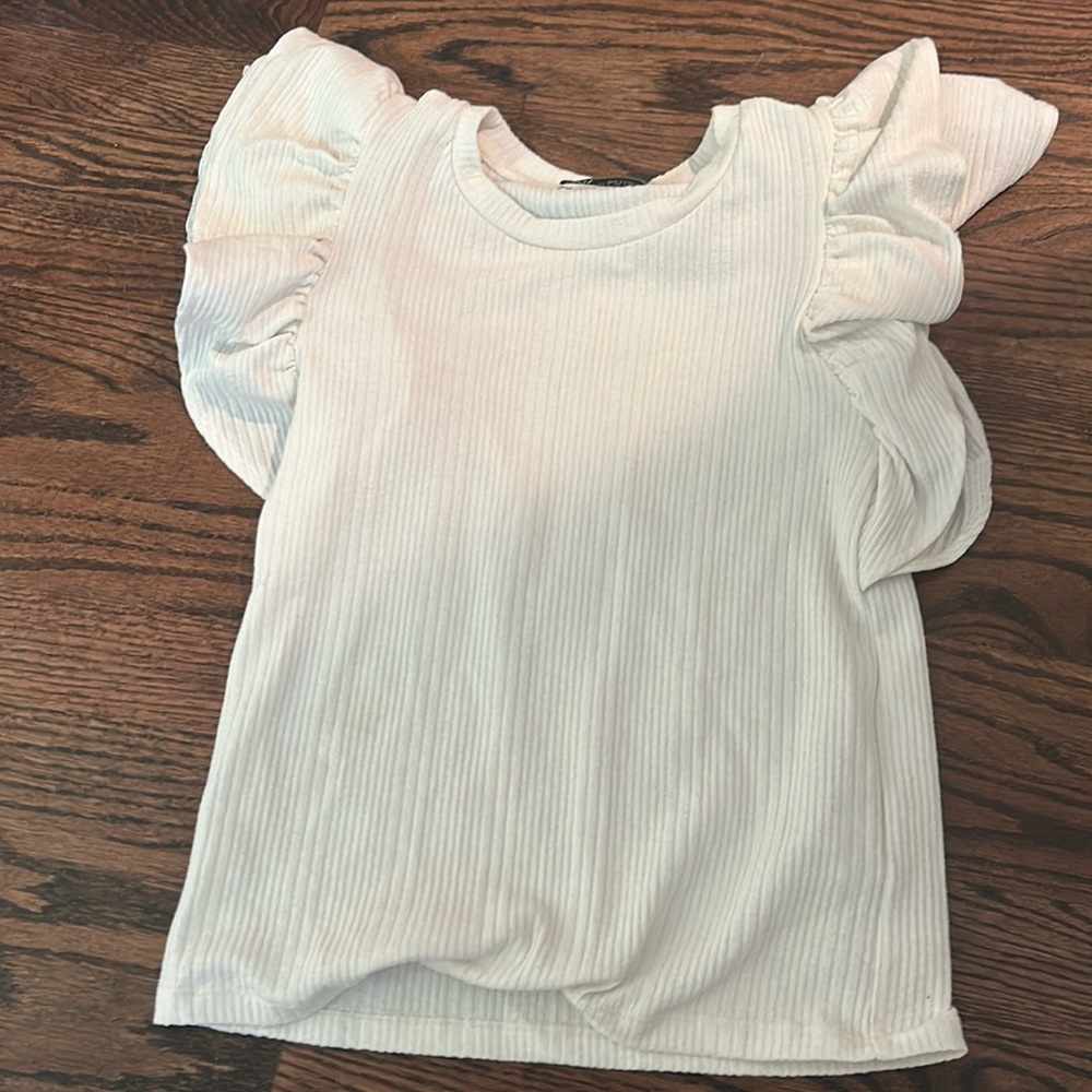 Zara white ruffle shirt